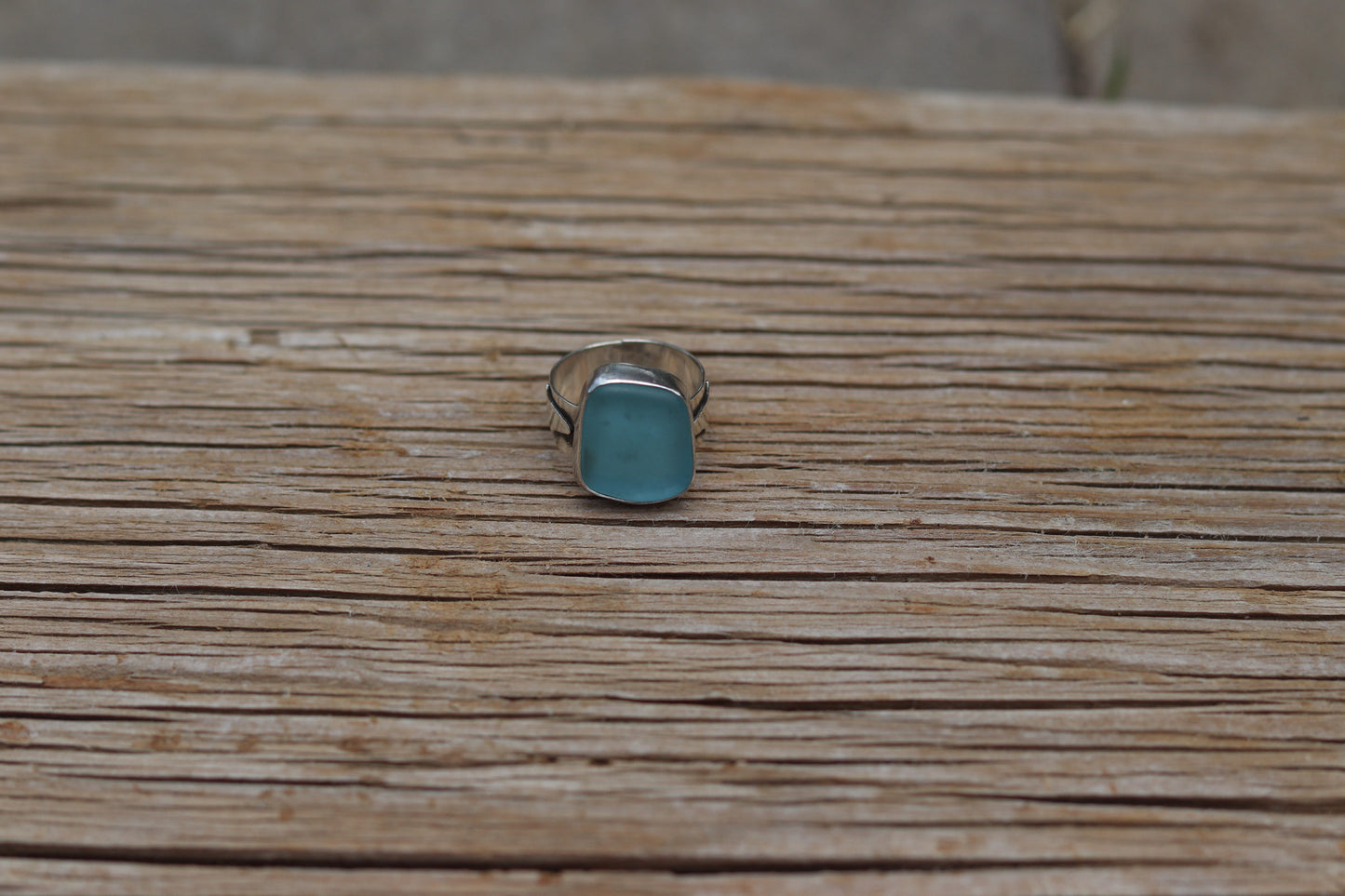 Turquoise Chunky Sea Glass Ring Size 6.5