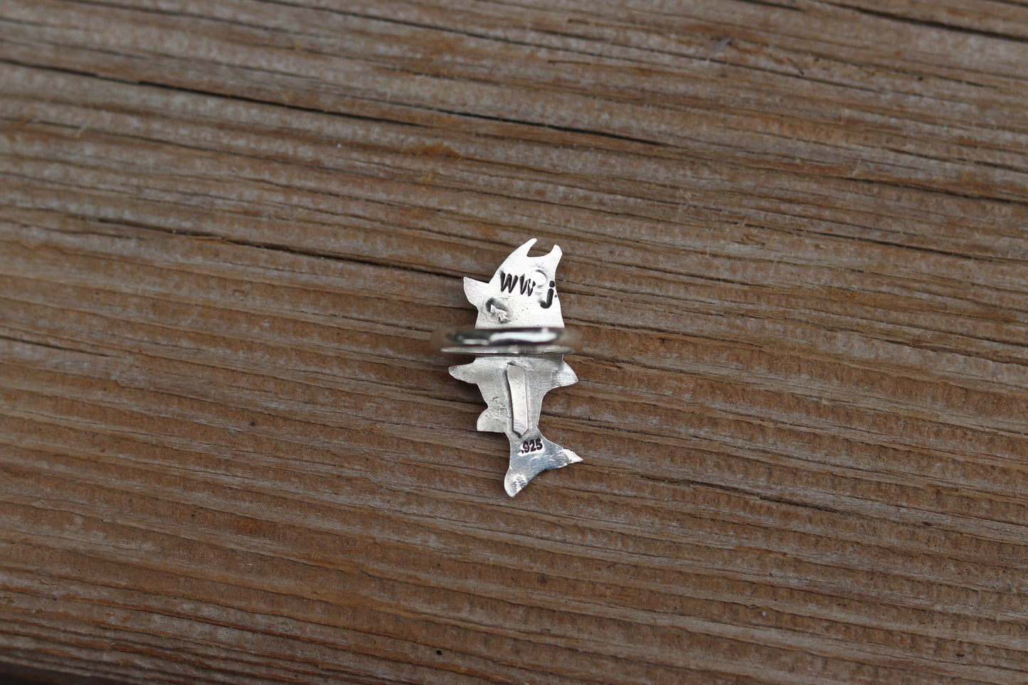 Teal Sea Glass Salmon Ring