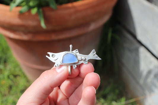 Dark Blue Sea Glass Salmon Brim Fin (Baseball Cap)