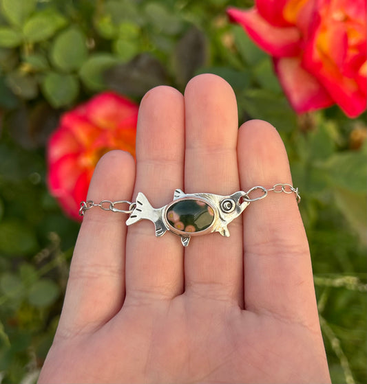 Ocean Jasper Salmon White Water Bracelet