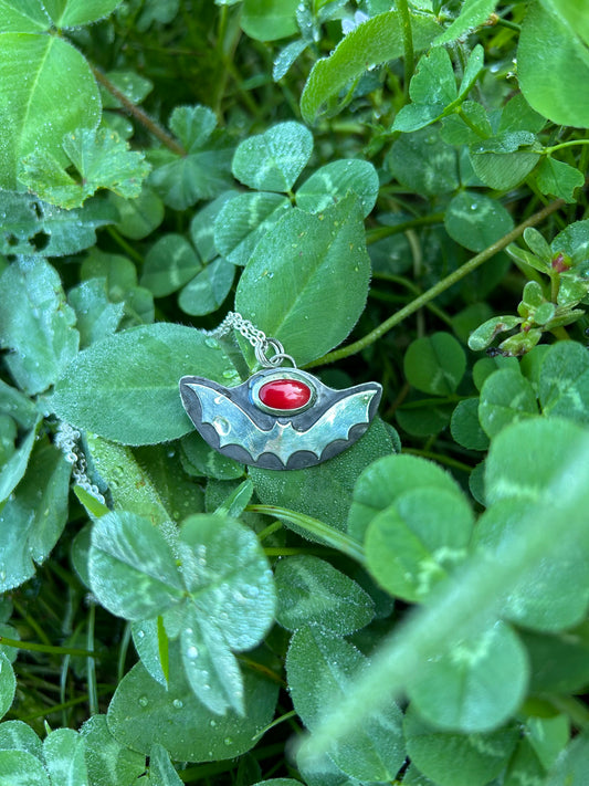 Coral Bat Necklace