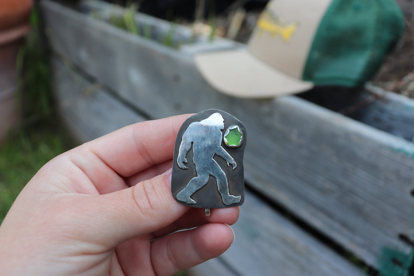 Green Sea Glass Bigfoot Clip (Baseball Hat)