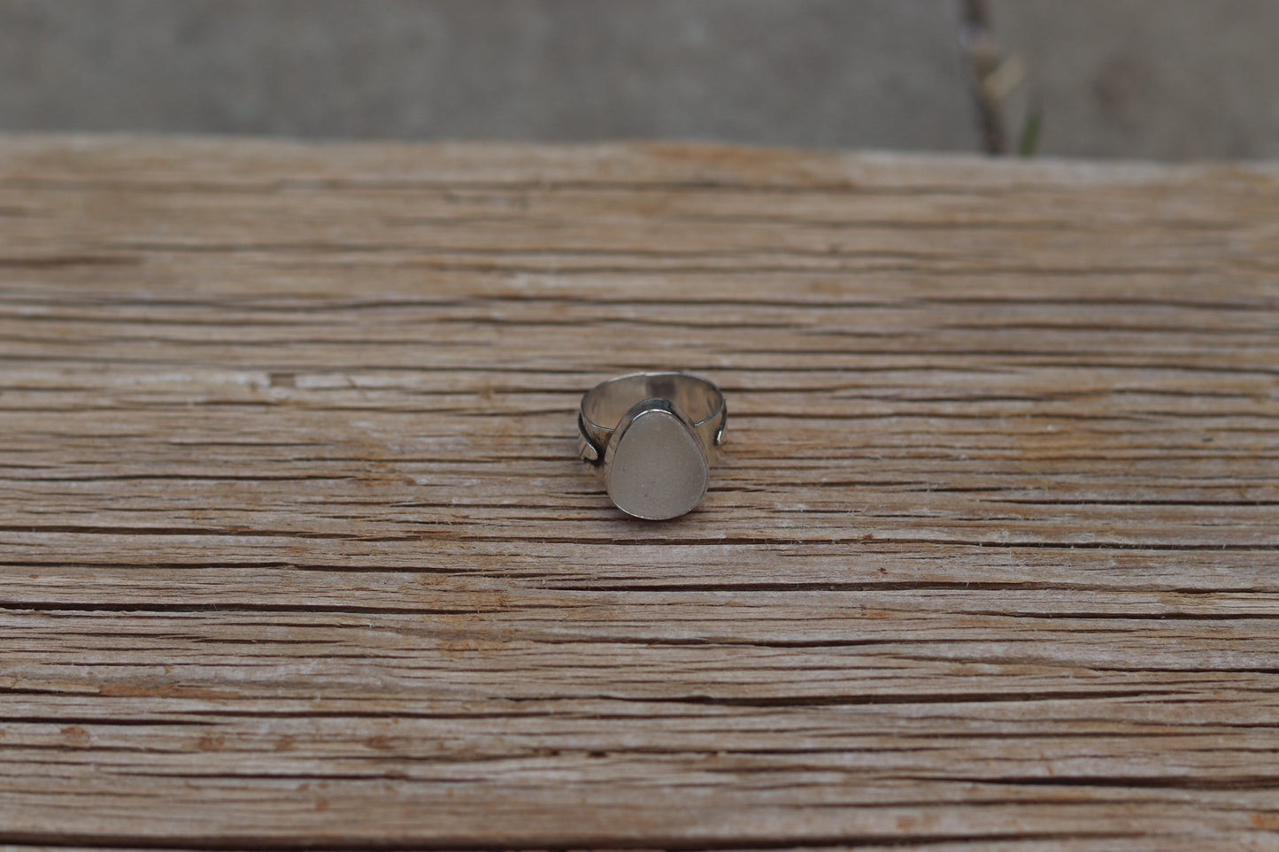 Clear Chunky Sea Glass Ring Size 7
