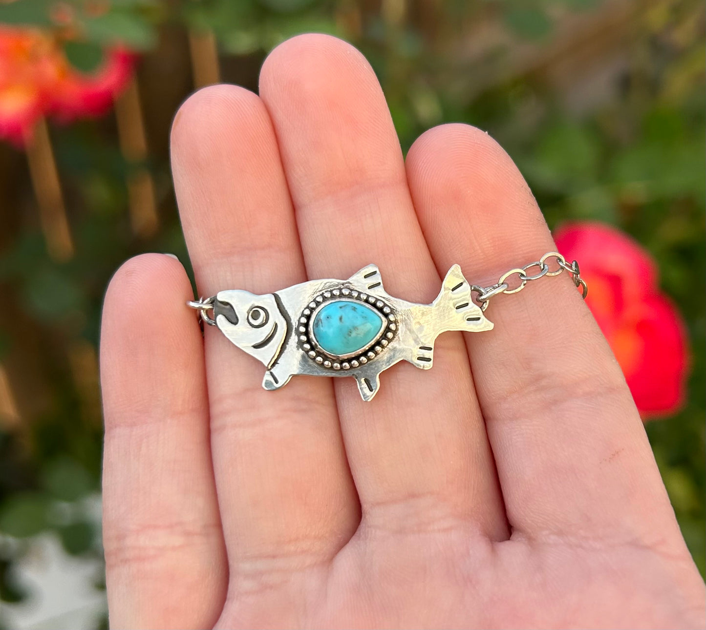 Kingman Turquoise Salmon White Water Bracelet