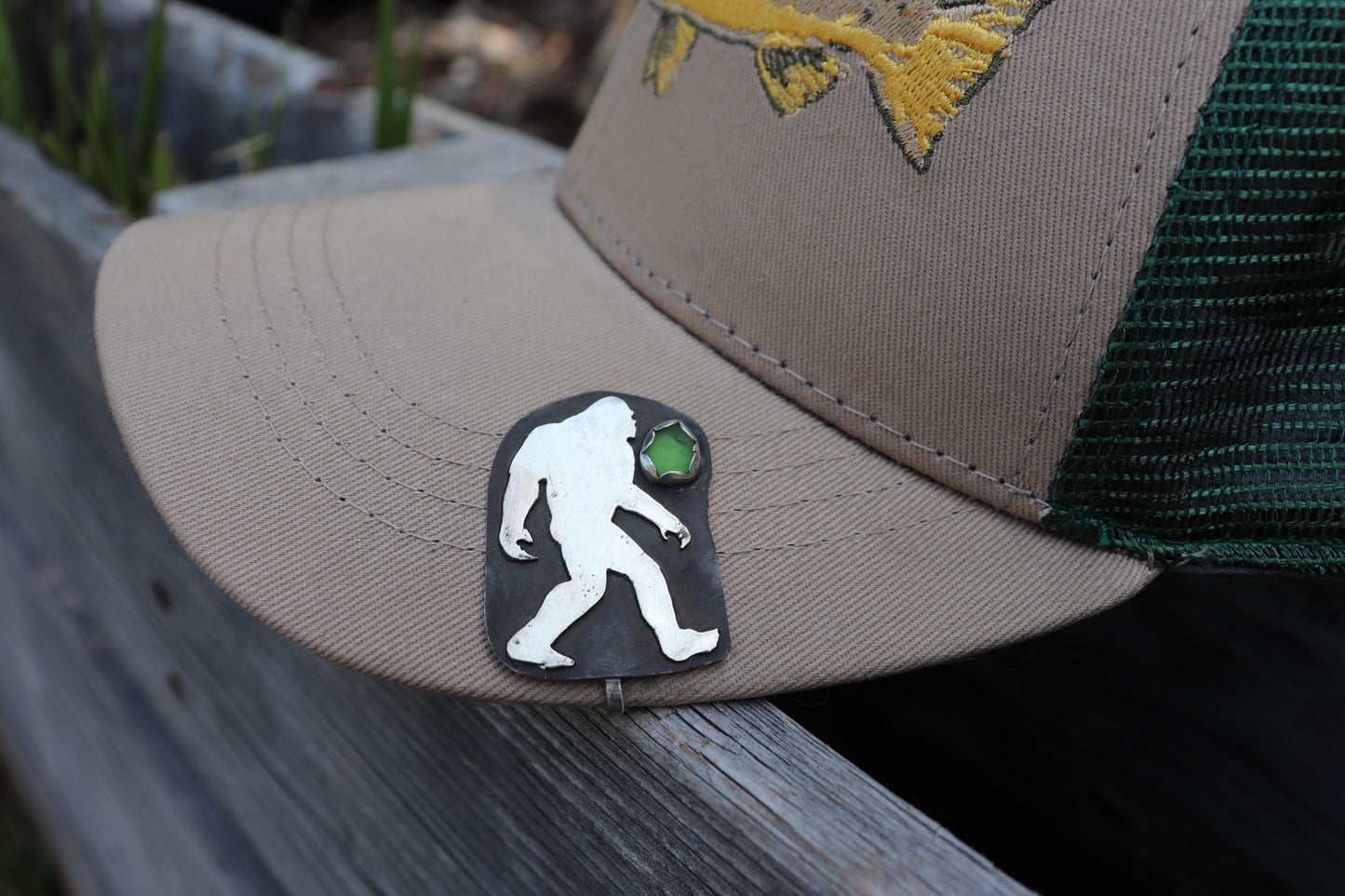 Green Sea Glass Bigfoot Clip (Baseball Hat)