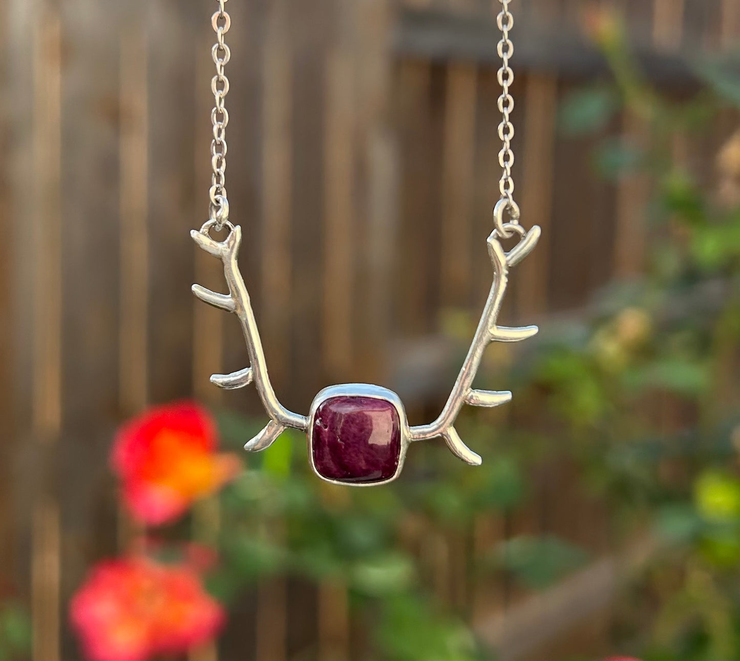 Purple Spiny Oyster Antler Necklace