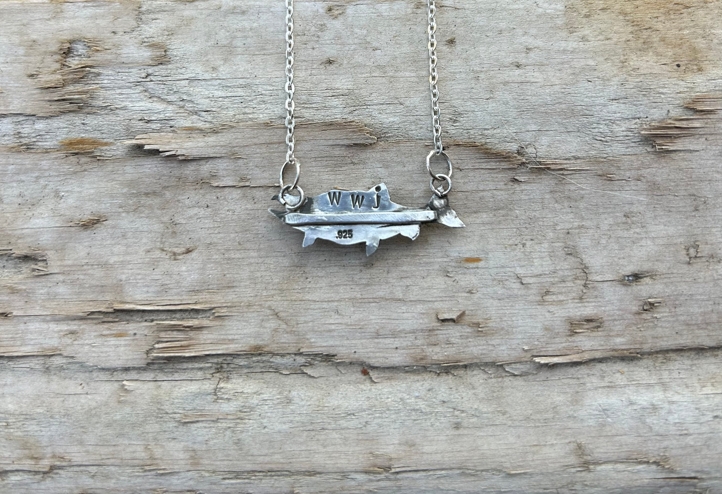Clear Sea Glass Salmon Necklace