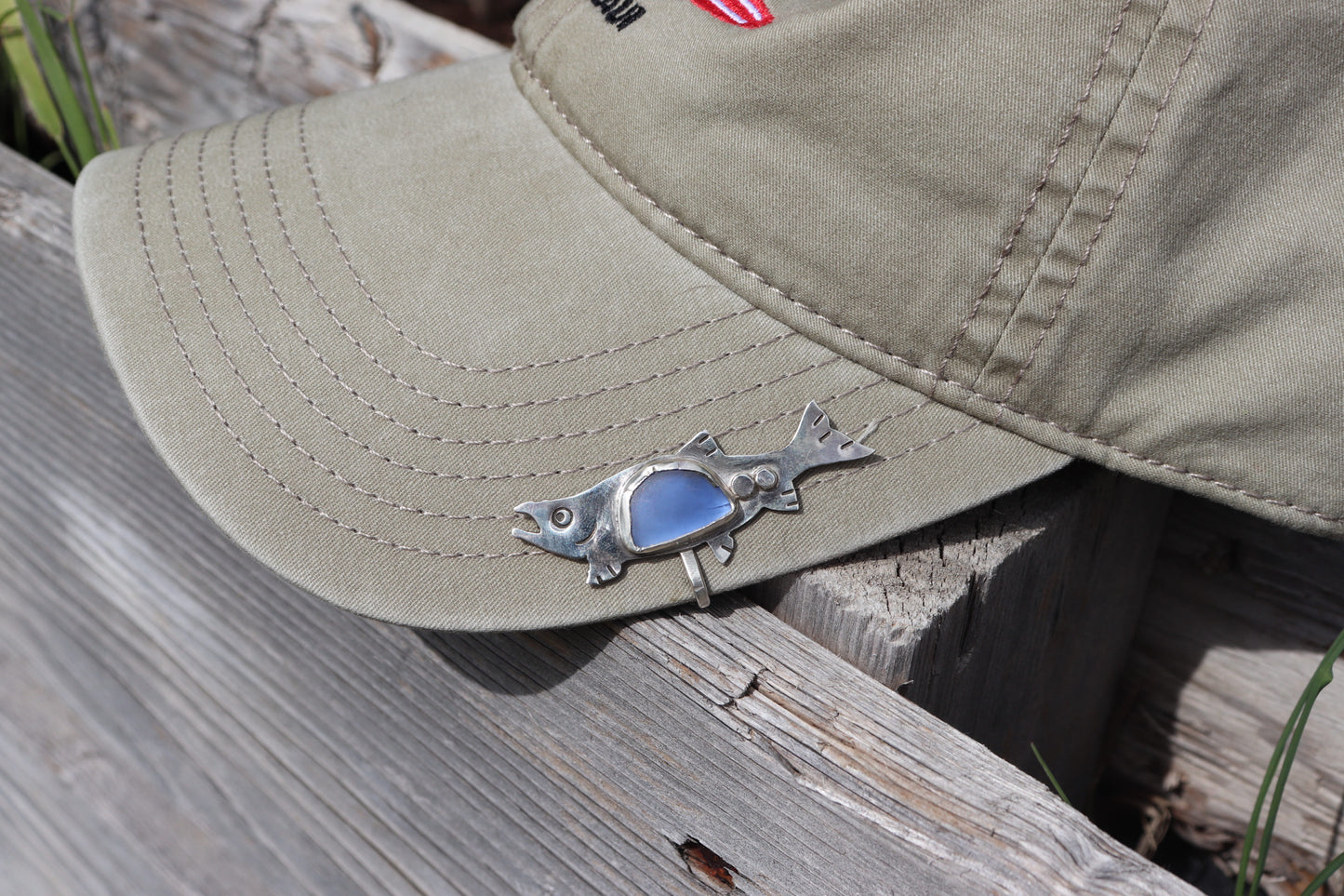 Dark Blue Sea Glass Salmon Brim Fin (Baseball Cap)