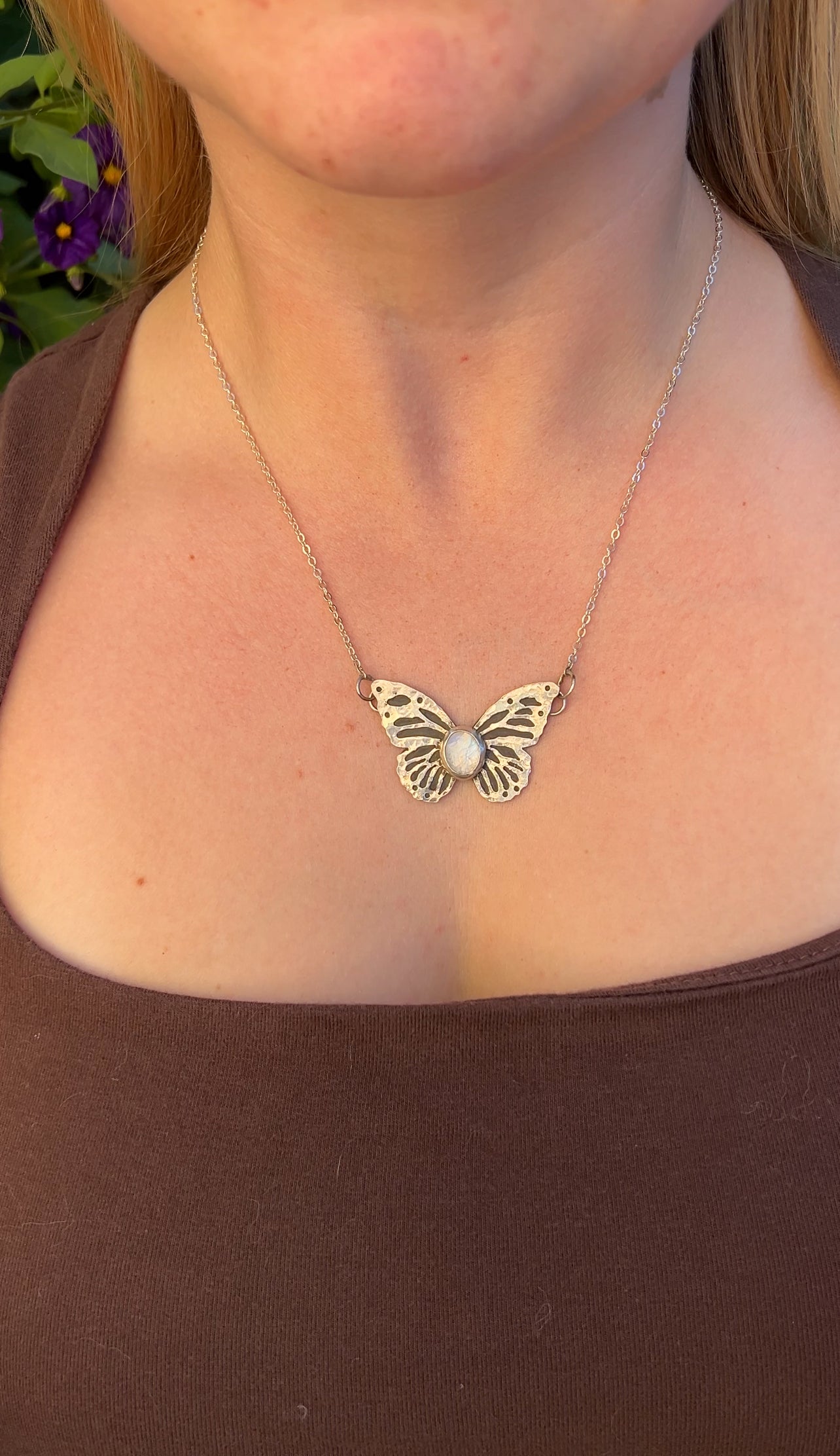 Moonstone Butterfly Necklace