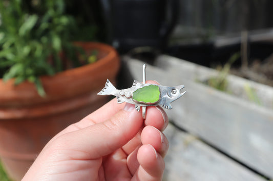 Green Sea Glass Salmon Brim Fin (Baseball Cap)