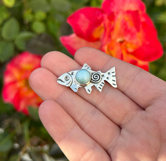 Larimar Trout Spiral Made to Size Ring