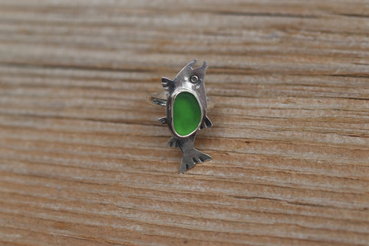 Green Sea Glass Salmon Ring