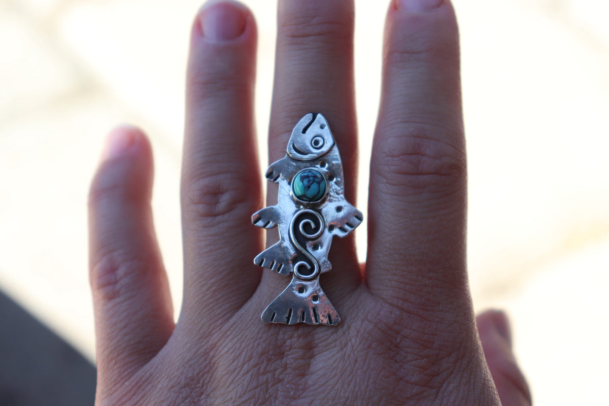 Turquoise Trout Ring Made to Size – White Water Jewelry Co.