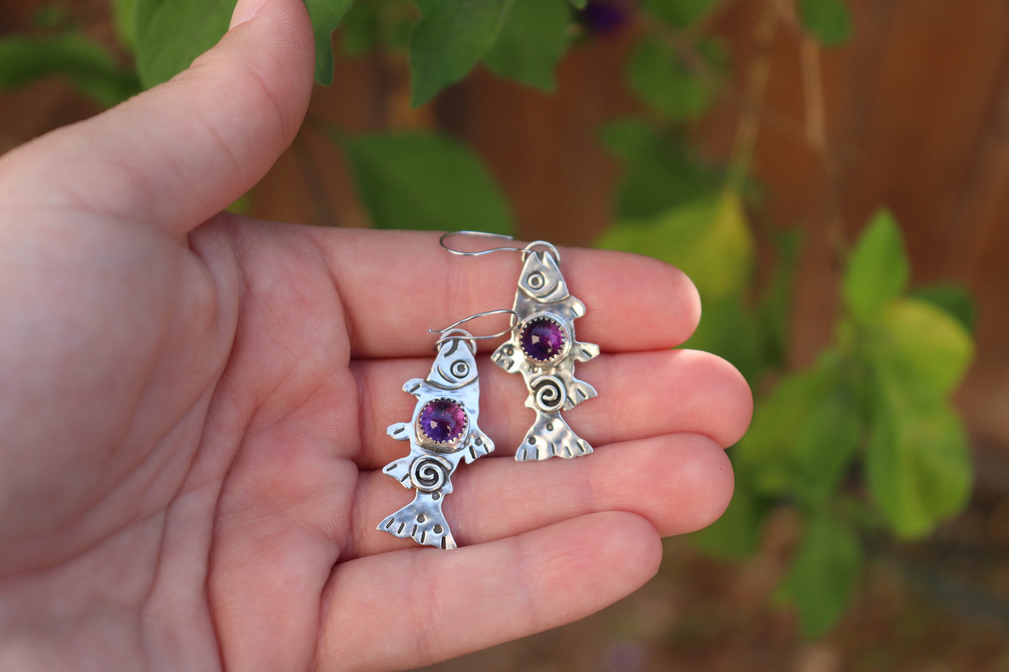Amethyst Trout Earrings