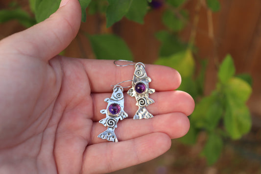 Amethyst Trout Earrings