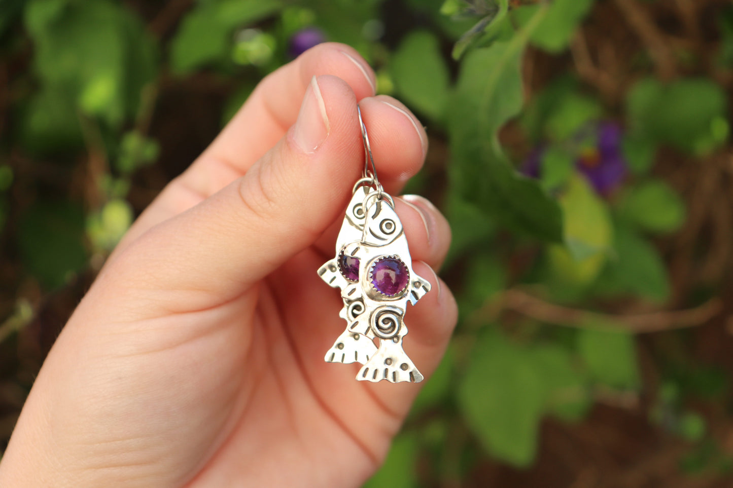 Amethyst Trout Earrings