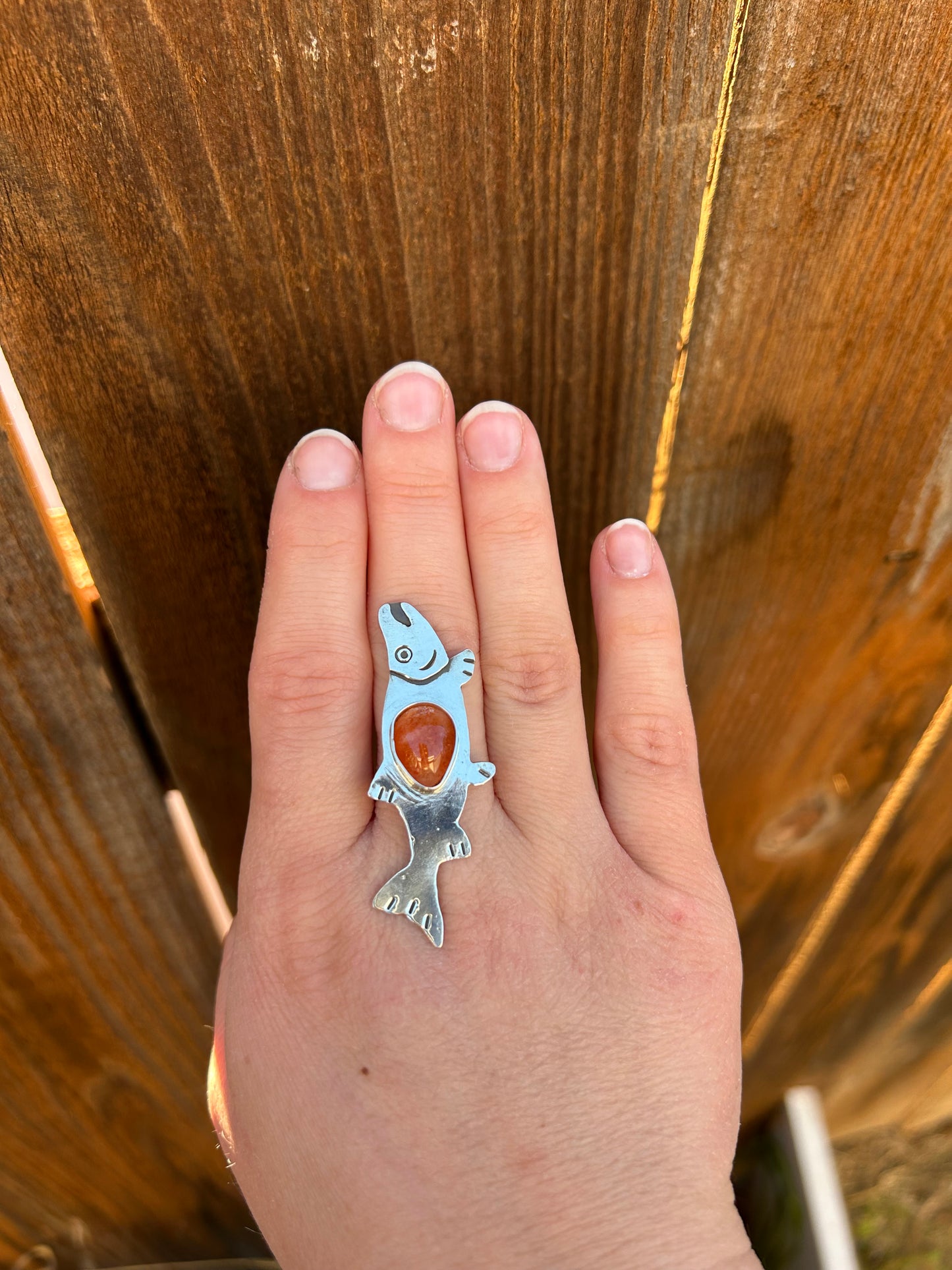Made to Size Sunstone Salmon Ring
