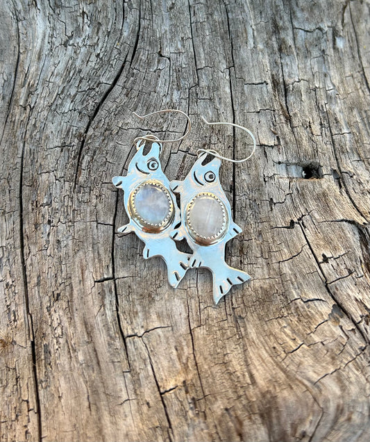 Moonstone Salmon Earrings