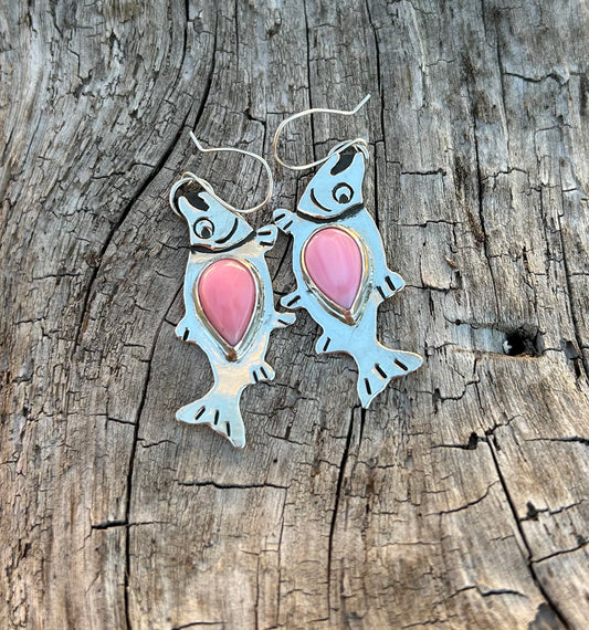 Pink Conch Salmon Earrings