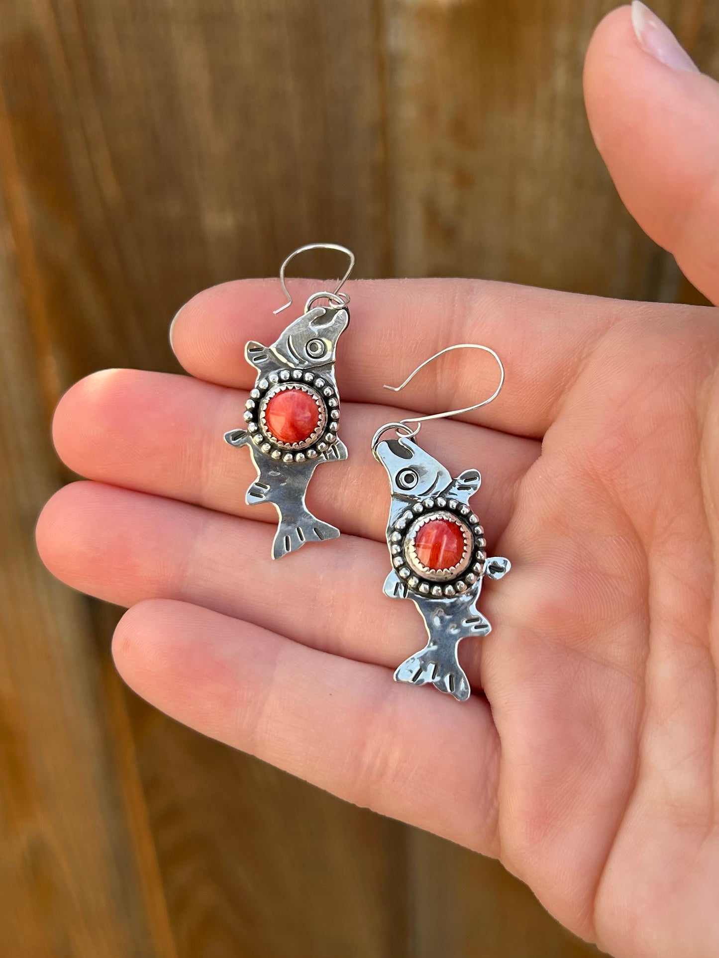 Spiny Oyster Salmon Earrings